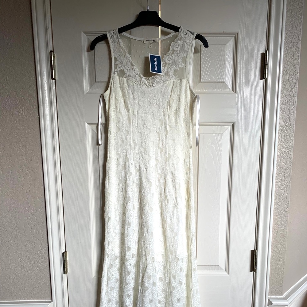 Long, white, lace dress